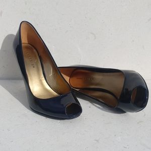 Marc Fisher Navy Blue Peep Toe Pumps Size 5.5